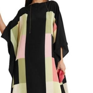 Caftan silky feel, geometric pattern, bathing suit cover-up